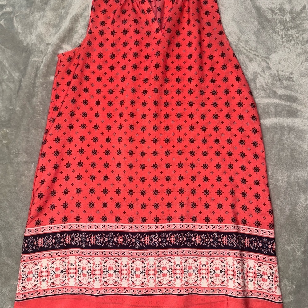 Orange Sleeveless Patterned Dress